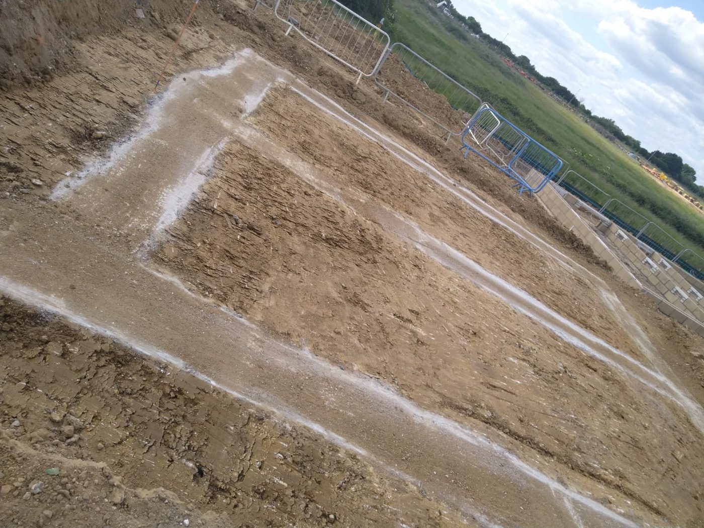 Cleared and set-out plot brushed ready for foundations